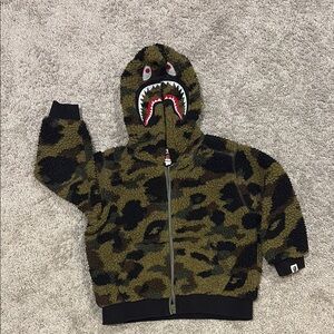 Bape Green and Black Camouflage Zip-Up Hoodie